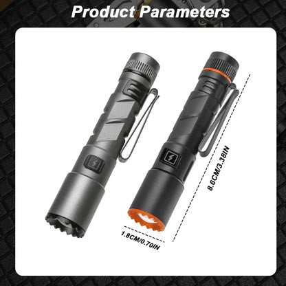 High Power Mini Flashlight USB Charging Small Flashlight with Clip Magnetic Pocket Torch for Camping Hiking Emergency Light