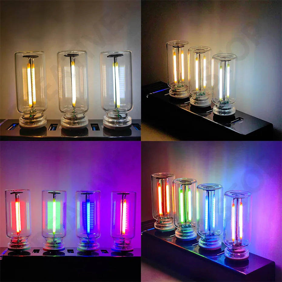 USB Touch Control LED Night Light Atmosphere Light Edison Bulb Incandescent Lamp LED Filament Light Bulb Bedroom Decoration DIY