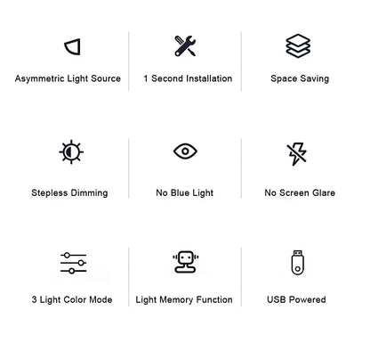Eye Protection LED Desk Lamp Asymmetric Light Source Hanging Computer Monitor Screen Light 33/50cm for Office Work Study Dimming