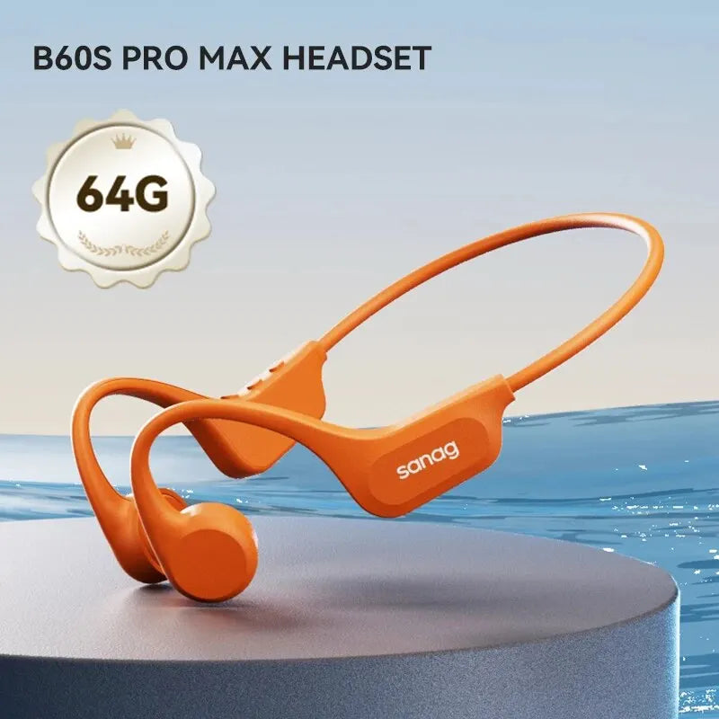 Sanag B60S Bone Conduction Earphones 64GB MP3 Wireless Open Headset IPX8 Swimming Waterproof Flash-sale Choice Headphones
