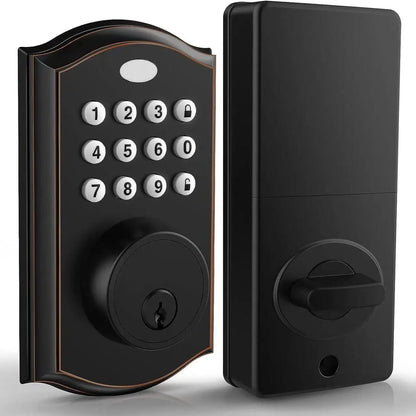 Keyless entry door lock - electronic door lock with keypad, smart latch lock with automatic lock, safe waterproof smart lock 19l