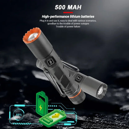 High Power Mini Flashlight USB Charging Small Flashlight with Clip Magnetic Pocket Torch for Camping Hiking Emergency Light