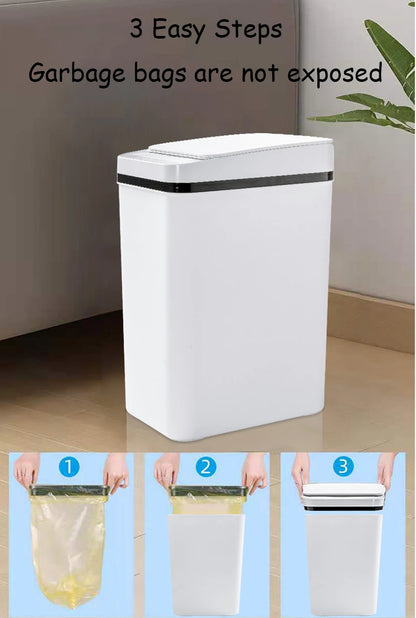 Bathroom Touchless Trash,12L Motion Sensor-Activated Trash Can with Lid, Automatic Kitchen Trash for Office, Living Room, Bedroom