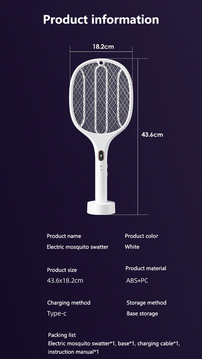 3 In 1 Multi-Functional Bug Zapper Racket Usb Rechargeable Mosquito Killer Safe Electric Mosquito Swatter Pest Control Supplies