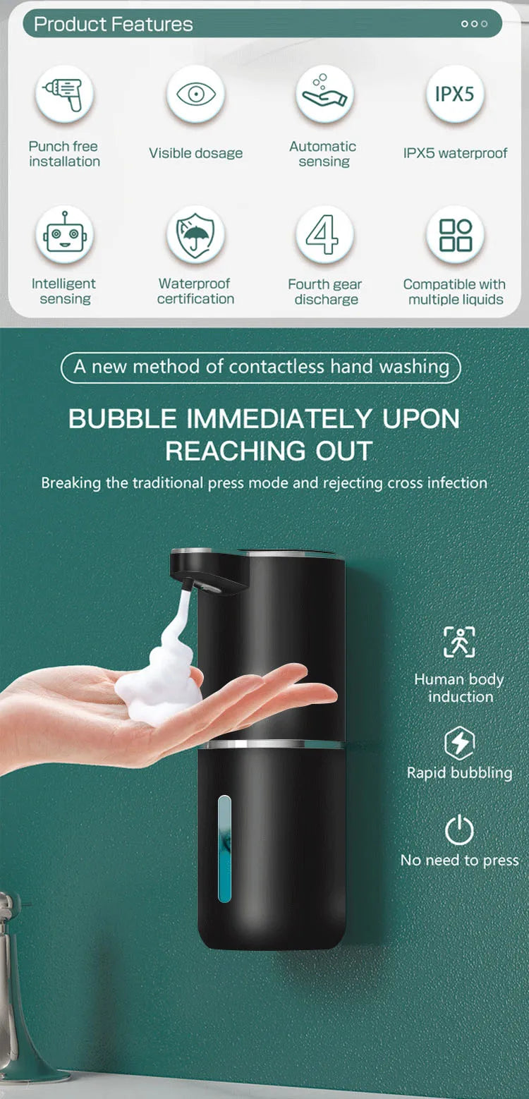 New Soap Dispenser Touchless Sensor Smart Washing Hand Foam and Liquid Mode for Bathroom Kitchen,Foam soap dispenser