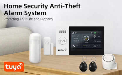 TUYA WIFI Smart GSM Alarm System Smart Life Security Protection For Home with PIR Wireless Solar Siren Alexa