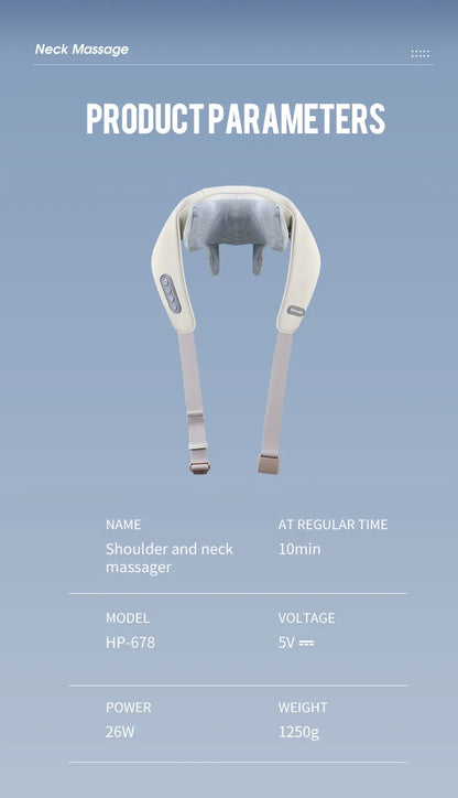 Wireless Neck And Back Massager Neck And Shoulder Kneading Massage Shawl Neck Cervical Relaxing Trapezius Massager