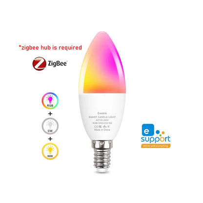Ewelink E14 Smart Wifi Led Light Bulb Zigbee RGBCW Candle Lamp Works With Alexa Amazon Google Home Yandex Alice Smartthings