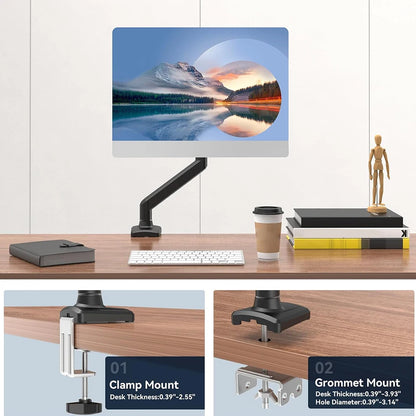 Single Monitor Stand Swivel Monitor Bracket Free Adjustable Expandable Display Bracket Holds 4.9 To 19.8lbs for Home Office