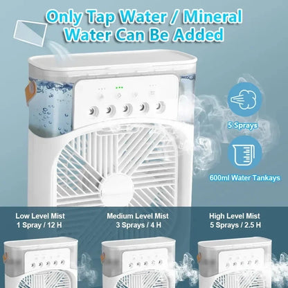 New 3 In 1 Fan AIr Conditioner Household Small Air Cooler LED Night Light Portable Humidifier Air Adjustment Fan Office Home Fan