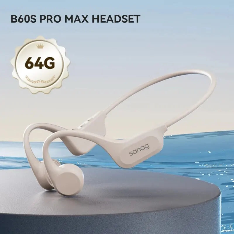 Sanag B60S Bone Conduction Earphones 64GB MP3 Wireless Open Headset IPX8 Swimming Waterproof Flash-sale Choice Headphones