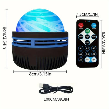Starry Sky Galaxy Lamp Projector LED Night Light Remote Control Sound Active 5V USB Charging 7 Modes for Kids Room Party Decor