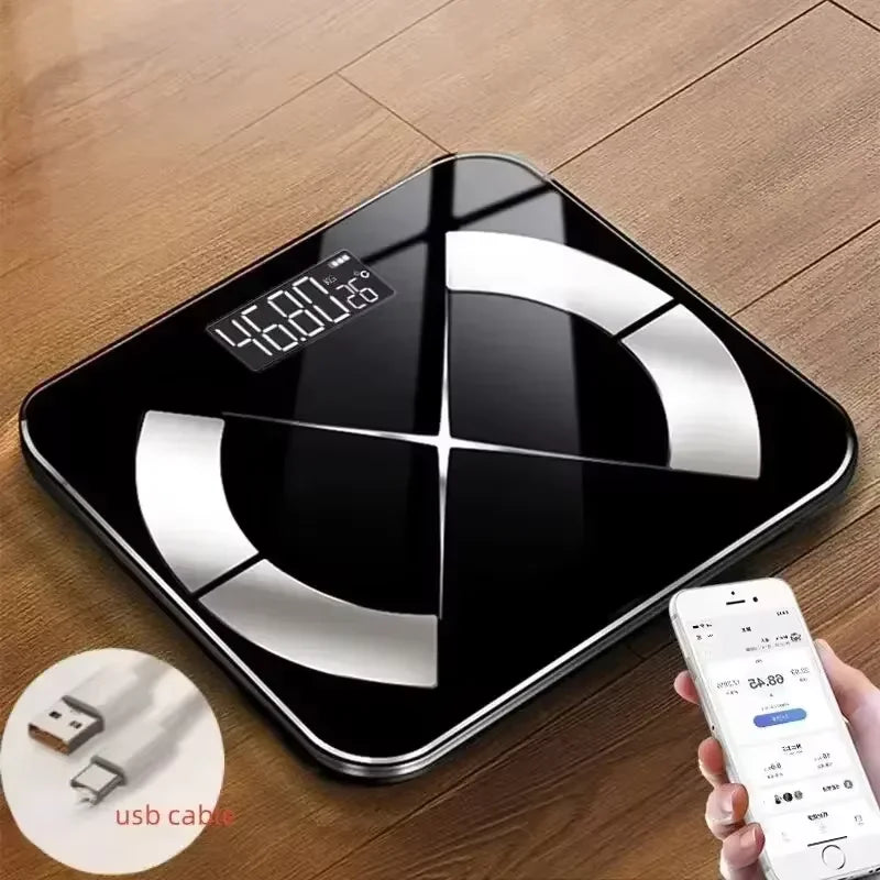 Bluetooth Fat Scale Accurate Smart Digital Bathroom Weight Wireless Weight Scale USB Rechargeable Smartphone APP