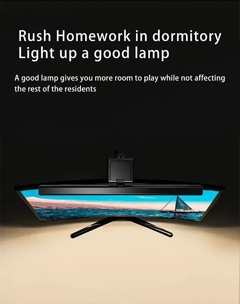 Eye Protection LED Desk Lamp Asymmetric Light Source Hanging Computer Monitor Screen Light 33/50cm for Office Work Study Dimming