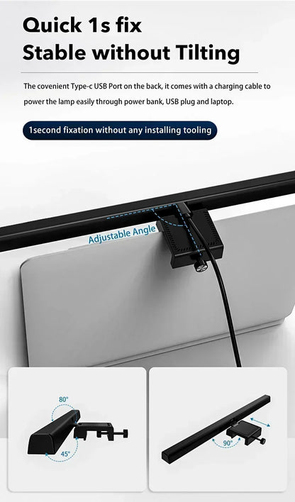 Eye Protection LED Desk Lamp Asymmetric Light Source Hanging Computer Monitor Screen Light 33/50cm for Office Work Study Dimming