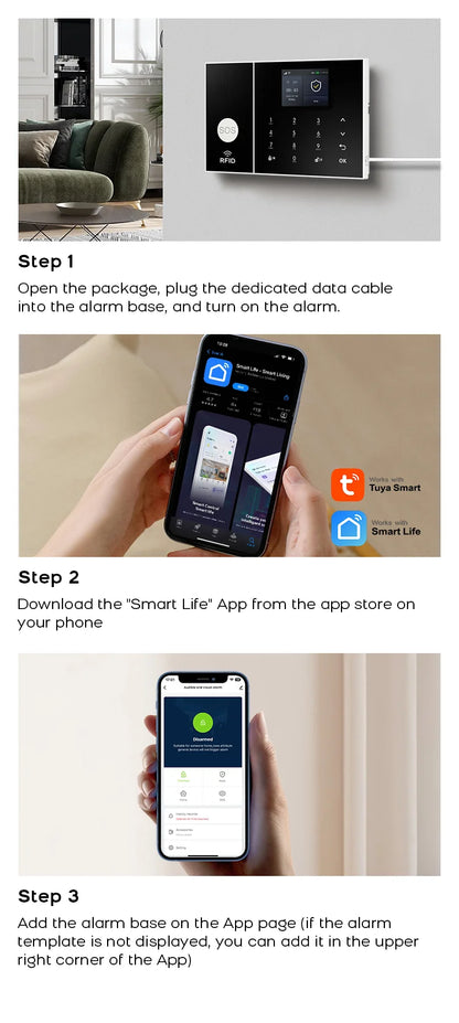 PGST Smart Life Alarm System for Home WIFI GSM Security Alarm Host with Door and Motion Sensor Tuya Smart App control work Alexa