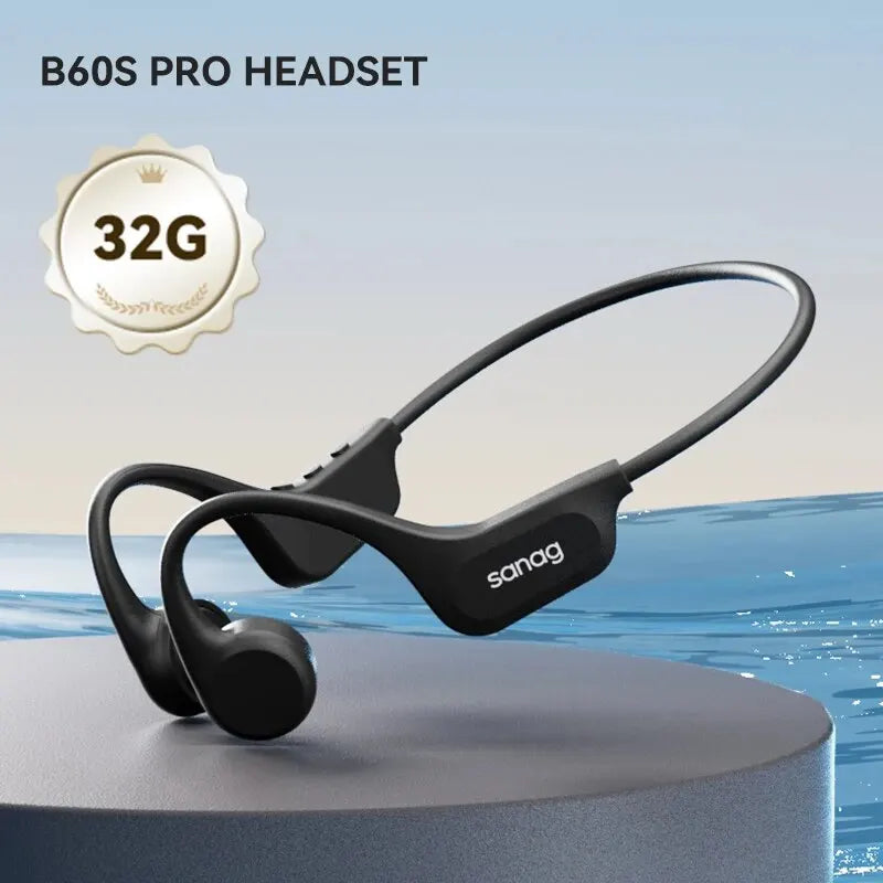 Sanag B60S Bone Conduction Earphones 64GB MP3 Wireless Open Headset IPX8 Swimming Waterproof Flash-sale Choice Headphones