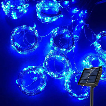 Solar Curtain Light Outdoor Waterproof Solar Fairy Garland String Lights Garden Yard Pavilion Wedding Party Holiday Decor Lights