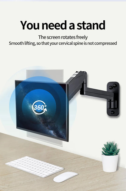 Wall Mount Swivel Tilt Rotation Full Motion Adjustable Articulating for Most 24-45" LED, LCD Monitor Wall Mount VESA 100x100mm