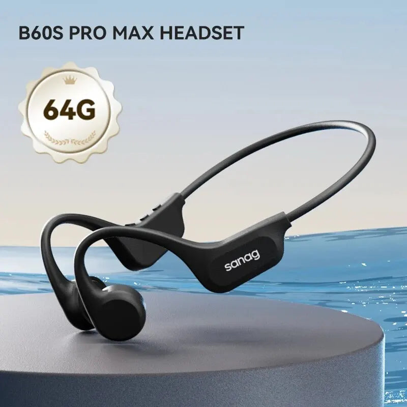 Sanag B60S Bone Conduction Earphones 64GB MP3 Wireless Open Headset IPX8 Swimming Waterproof Flash-sale Choice Headphones