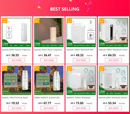 NAMSTE Perfume Diffuser Home Fragrance Air Freshener Electric Aromatic Oasis Power 7W 300ML Capacity WIFI Bluetooth Smart Contro