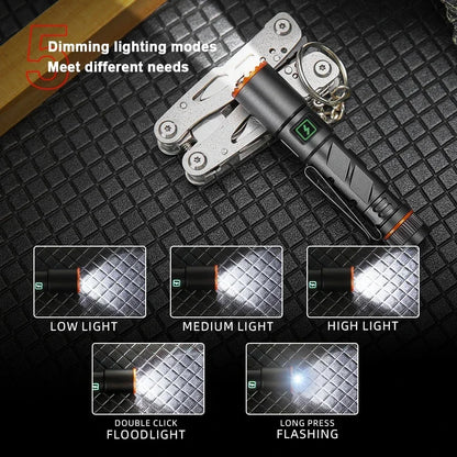 High Power Mini Flashlight USB Charging Small Flashlight with Clip Magnetic Pocket Torch for Camping Hiking Emergency Light