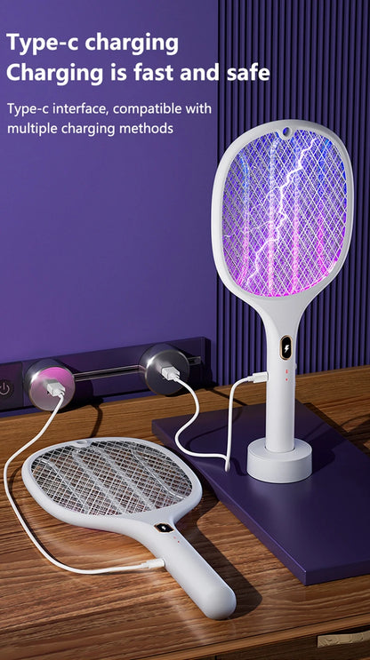 3 In 1 Multi-Functional Bug Zapper Racket Usb Rechargeable Mosquito Killer Safe Electric Mosquito Swatter Pest Control Supplies