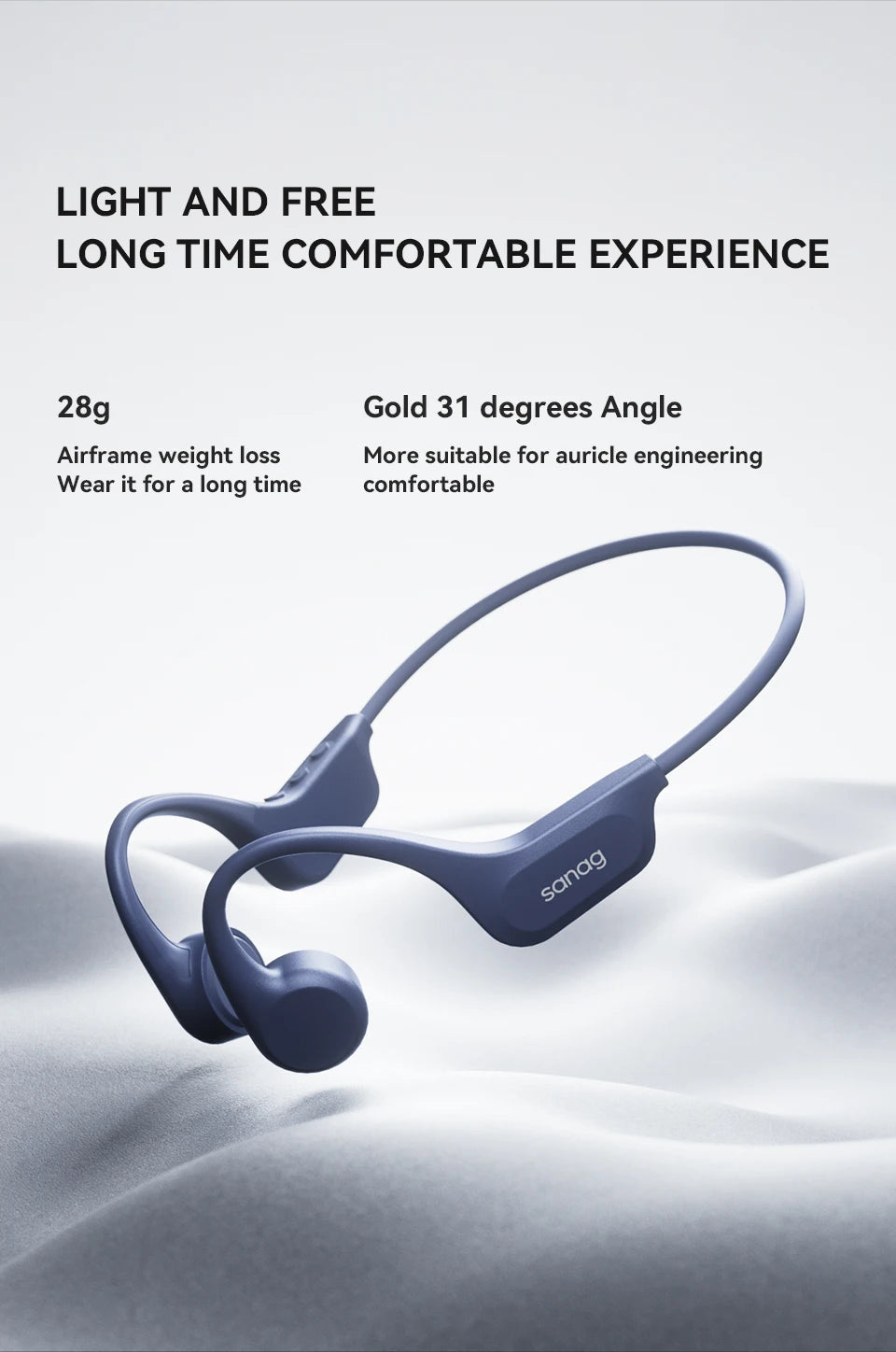 Sanag B60S Bone Conduction Earphones 64GB MP3 Wireless Open Headset IPX8 Swimming Waterproof Flash-sale Choice Headphones