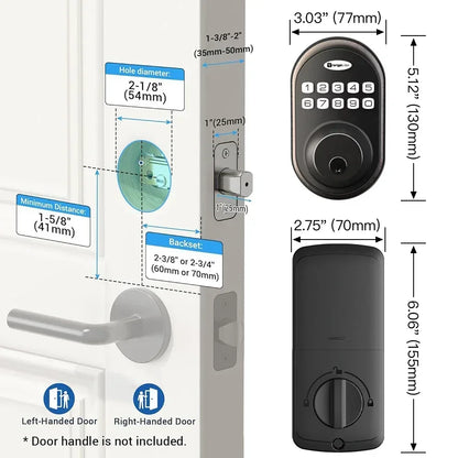 EUUKAIHG Keyless Entry Door Lock, One-Touch Lock/Unlock, Deadbolt Lock with Keypad and Key, Auto Lock for Door