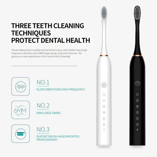 Sonic Electric Toothbrush for Adults IPX7 Waterproof DuPont Brush Head USB Rechargeable High Frequency Cleaning 6 Cleaning Modes
