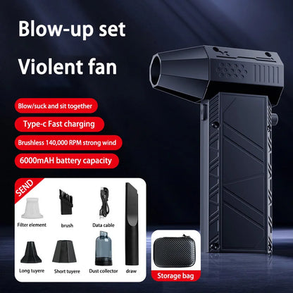 Violent Fan 400000RPM Powerful Air Blower Vacuum Dust Cleaner Type-C Charging Strong Winds Brushless Turbo Jet Blower 2025 New