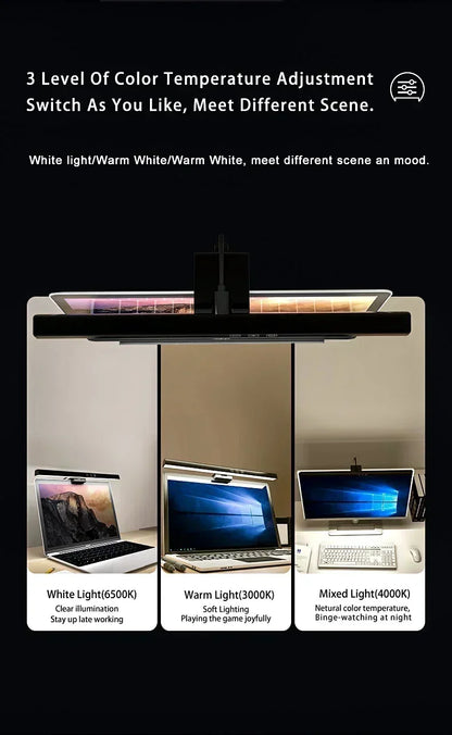 Eye Protection LED Desk Lamp Asymmetric Light Source Hanging Computer Monitor Screen Light 33/50cm for Office Work Study Dimming
