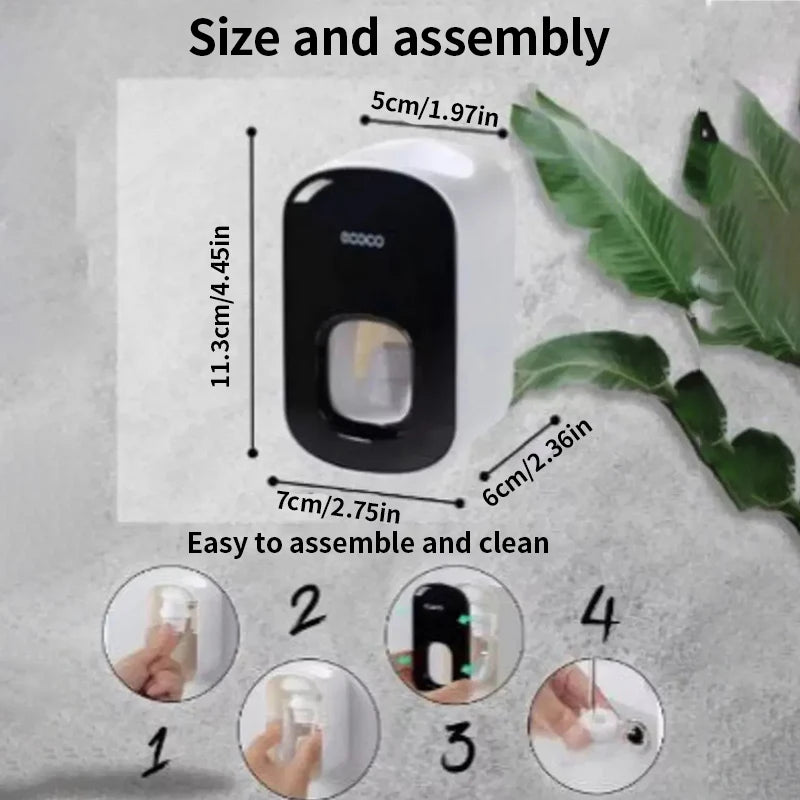 1/2 black and white household non porous automatic toothpaste squeezing machine for artificial products, suction wall extruder