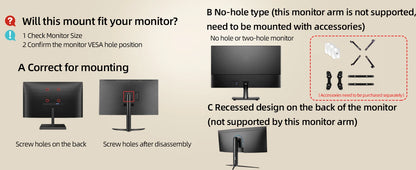 HILLPORT 17-34" Desktop Monitor Arm Holder Gas Spring Full Motion Mount Strut LCD LED TV Bracket Stand PC Soport Support M5