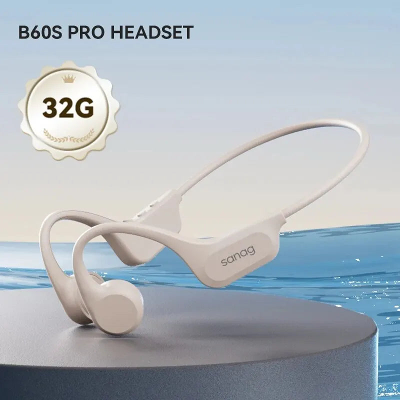 Sanag B60S Bone Conduction Earphones 64GB MP3 Wireless Open Headset IPX8 Swimming Waterproof Flash-sale Choice Headphones