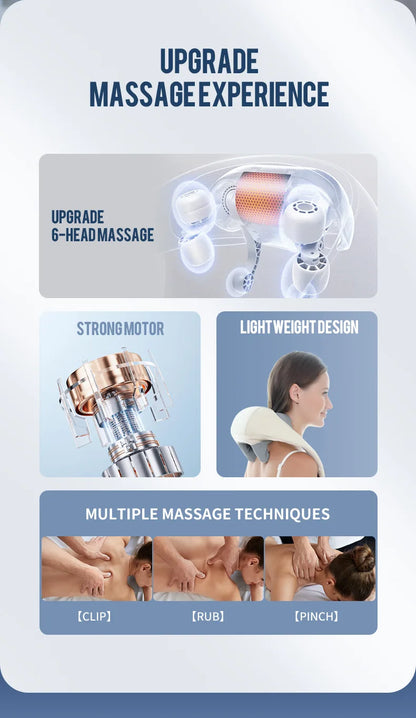 Wireless Neck And Back Massager Neck And Shoulder Kneading Massage Shawl Neck Cervical Relaxing Trapezius Massager