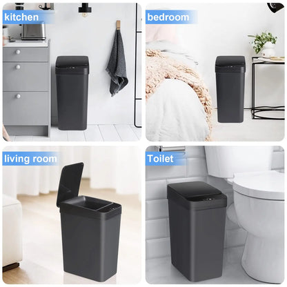 Bathroom Touchless Trash,12L Motion Sensor-Activated Trash Can with Lid, Automatic Kitchen Trash for Office, Living Room, Bedroom