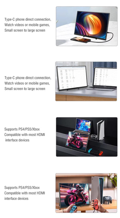 Anmite 10.5-Inch Portable Monitor 1280P HDR 15:10 Low Blue Light For XBox PS4 / 5 Switch Cell Phone PC Loptop Extension