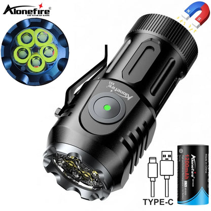 5x Led Mini Palm Small Flashlight Usb Rechargeable Portable Red Torch Home Outdoor Pocket Hiking Camping Magnet Work Car Repair