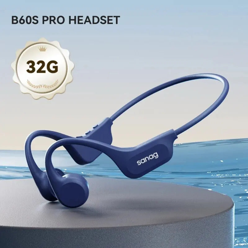 Sanag B60S Bone Conduction Earphones 64GB MP3 Wireless Open Headset IPX8 Swimming Waterproof Flash-sale Choice Headphones