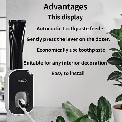 1/2 black and white household non porous automatic toothpaste squeezing machine for artificial products, suction wall extruder
