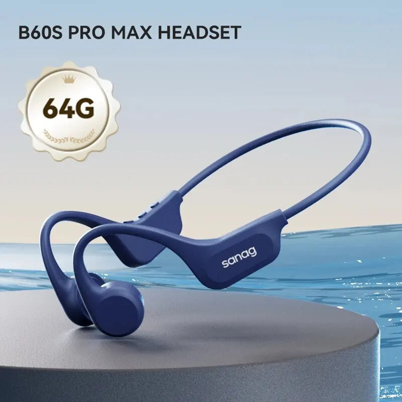 Sanag B60S Bone Conduction Earphones 64GB MP3 Wireless Open Headset IPX8 Swimming Waterproof Flash-sale Choice Headphones